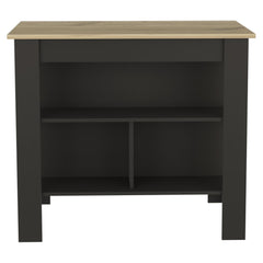 Astyanax Kitchen Island, Four Legs, Three Shelves -Black / Light Oak