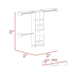 Oasis 250 Closet System, Five Open Shelves, One Drawer, Three Metal Rods -Dark Walnut