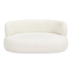 Orestes 36" Curved Dog Sofa Bed, Medium, Ivory White Boucle