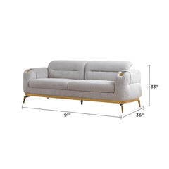 Vista Modern style Sofa made with wood and Gold accents in Gray same as B009P303213 (CA Warehouse inventory)