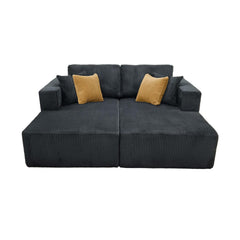 Full Compressed Corduroy Upholstered Double Chaises Loveseat - No Assembly Needed