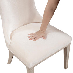 Traditional Elegance Side Chairs Set of 2 Dining Furniture Ivory Fabric Upholstery Durable Cushion Seat Back Classic Design Comfort
