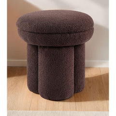 Contemporary Style Round Top Accent Chair Pedestal Base Mushroom Design Stool Brown Finish Primary Living Room