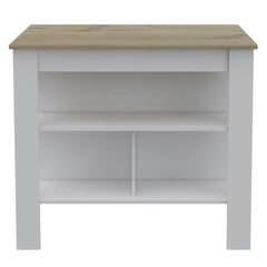 Astyanax Kitchen Island, Four Legs, Three Shelves -White / Light Oak