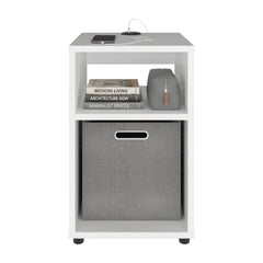 Symphony Lite Side Table and Nightstand with Integrated USB Charging Station and 2 Open Storage Shelves, Compact Side Table