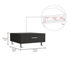 Odyssey Coffee Table, One Drawer, Four Legs -Black