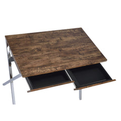 Vault Weathered Oak & Chrome Finish Writing Desk