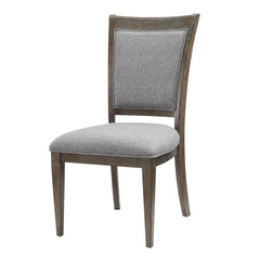 Saturn 26 Inch Set of 2 Side Dining Chairs, Gray Polyester, Driftwood Brown
