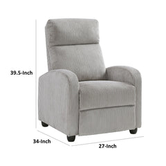 Hecuba Manual Push Back Reclining Chair with Light Gray Ribbed Corduroy