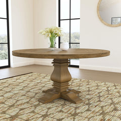 Record Rustic Honey Round Wood Dining Table