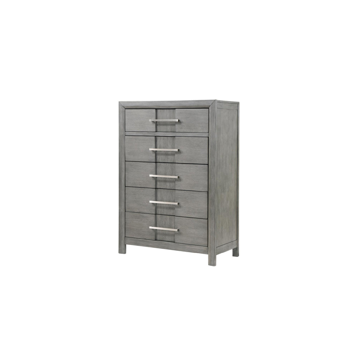 Oasis Modern Style 5-Drawer Chest Made with Wood in Gray