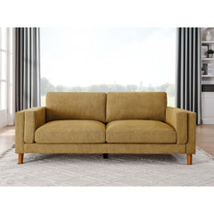 Corduroy Upholstered Square Arm Sofa with Wooden Legs