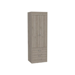 Light Gray 2-Drawer Armoire