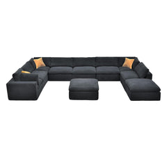 Coffee Bean Like Upholstery Full Compressed Modular Sectional with Toss Pillows