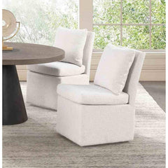 Contemporary Style 1pc Dining Chair Casters Removable Back Pillow White Finish Dining Room