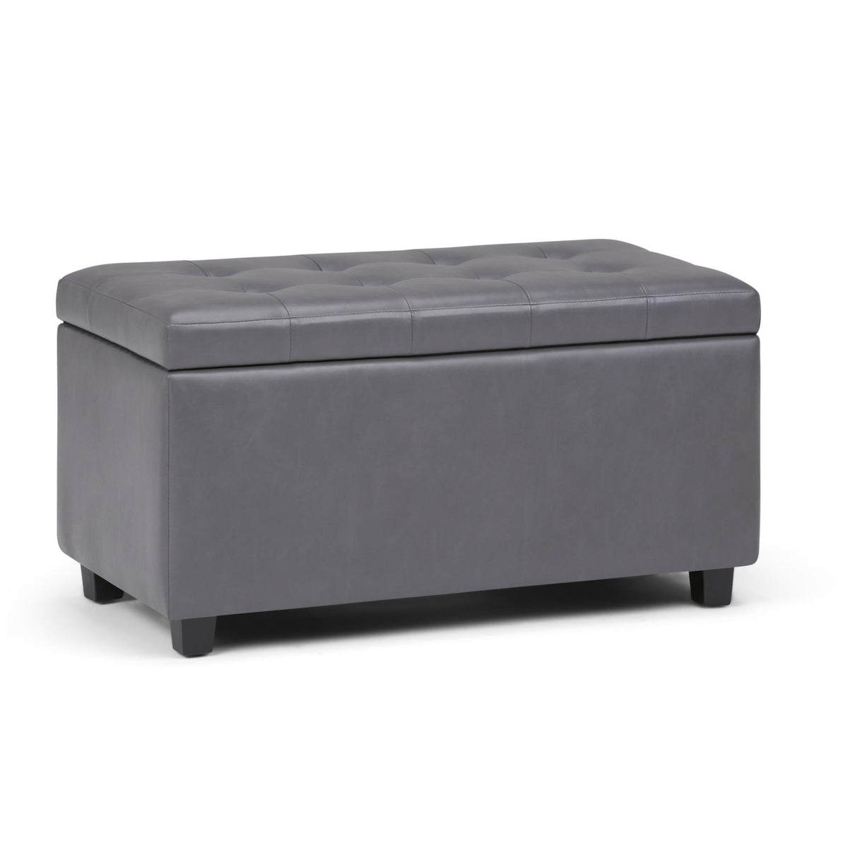 Gallery 34 inch Wide Storage Ottoman in Stone Grey Vegan Leather