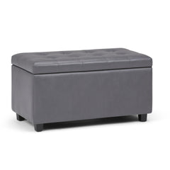 Gallery 34 inch Wide Storage Ottoman in Stone Grey Vegan Leather