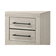 Light Gray Finish Contemporary Nightstand 1pc Metal Handles Central Glide English Dovetail Drawers Bedroom Furniture
