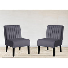 Venus Mid Century Modern Accent Chairs Set of 2 with Minimalist Design, Elegant Velvet Upholstery and Solid Wood Legs, Ideal for Living Room or Bedroom, Grey