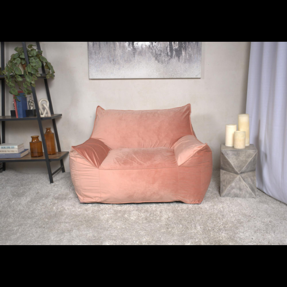Galaxy Velveteen Bean Bag Chair with Armrests, Pink