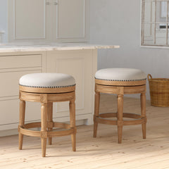 26"H Counter-Height Backless Swivel Bar Stool, Weathered Natural, 1PC