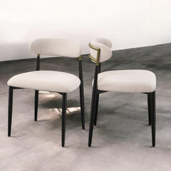 Aphrodite Beige Fabric & Black Finish Side Chair (Set of 2)
