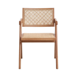 Eternity Stylish Rattan Arm Chairs Set of 2 Natural Finish Mid-Century Modern Kitchen Dining Furniture