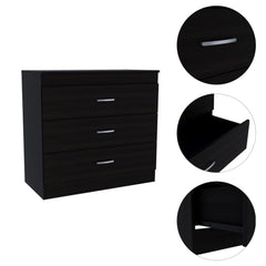 Nirvana Three Drawer Dresser, Superior Top, Metal Hardware -Black