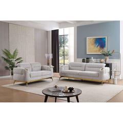 Vista Modern style 2PC Living room set (Sofa + Loveseat) made with wood and Gold accents in Gray (CA Warehouse Inventory)