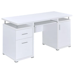 Epimetheus White Computer Desk with 2 Drawers and Cabinet