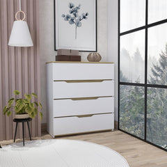 Vista Dresser, Superior Top, Four Drawers -White / Light Oak