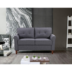 Dark Loveseat Sofa, 2-Seater Couch, Mid-Century Upholstered Sofa for Living Room