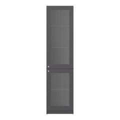 Home Double Glass Door Bookcase Cabinet with 5 Interior Shelves for Linen or Décor Storage