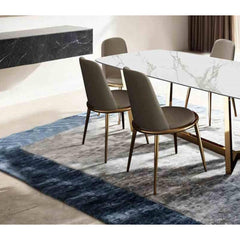 Gold And Taupe Finish Contemporary Style 2pc Side Chair Upholstered Round Chair Fabric Seat Dining Room