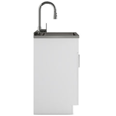 Modern Wide Shaker - 28" Laundry Cabinet with Faucet and Stainless Steel Sink - White