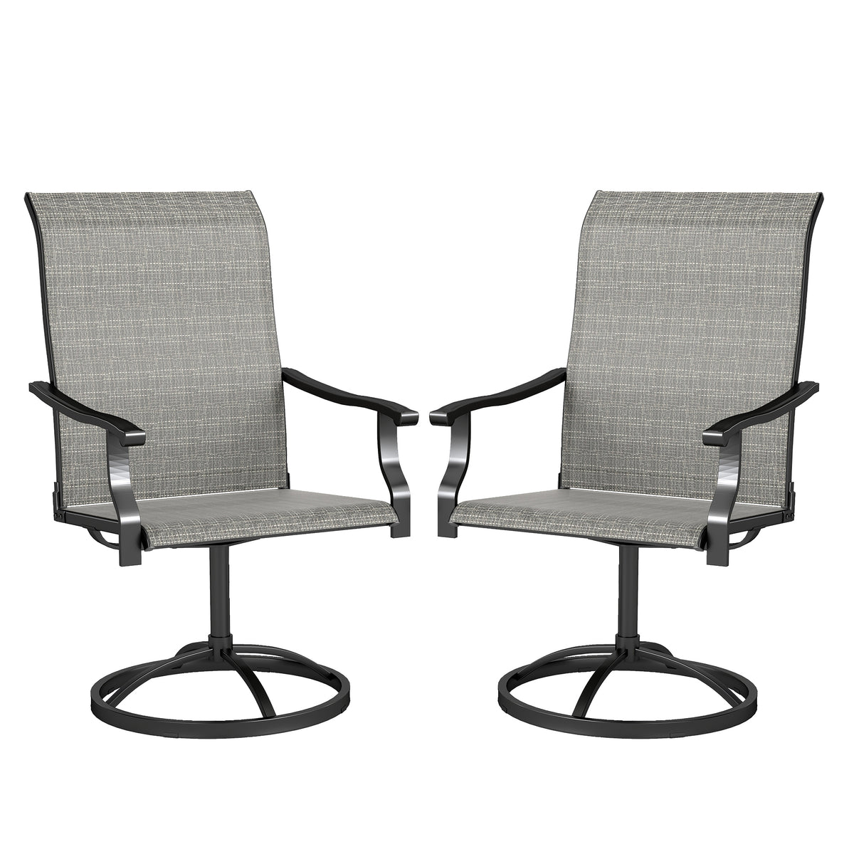 Patio Swivel Chairs Set of 2, High Back Patio Dining Chairs with All-Weather Mesh for Backyard, Lawn, Garden, Gray