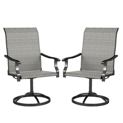 Patio Swivel Chairs Set of 2, High Back Patio Dining Chairs with All-Weather Mesh for Backyard, Lawn, Garden, Gray