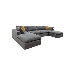 Coffee Bean Like Upholstery Full Compressed Modular Sectional with Toss Pillows