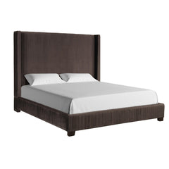 Queen Upholstered Bed In a Box Dark Brown