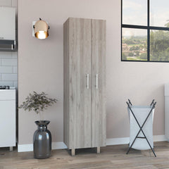 Oasis Cleaning Cabinet, Double Door Cabinet, Four Legs, Five Shelves -Light Gray / White