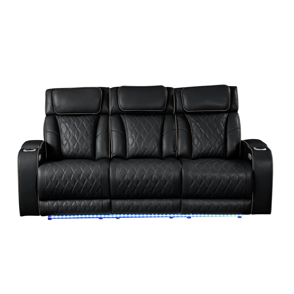 Hephaestus Modern Style Upholstery Recliner Sofa Made with Wood & Massage Function Included-Black