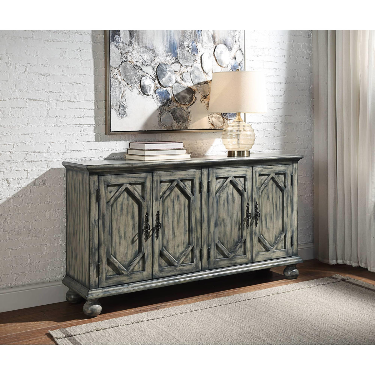Millennium Rustic Gray Finish Console Cabinet