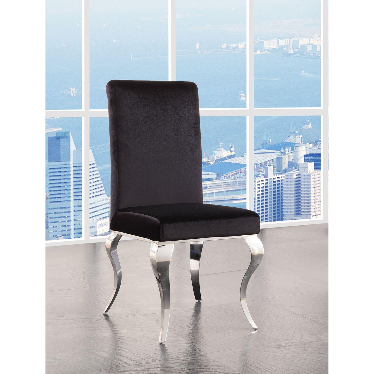 Apex Black Fabric & Stainless Steel Side Chair (Set of 2)