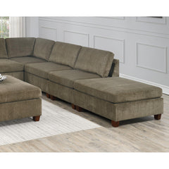 Contemporary 1pc Armless Chair Tan Color Chenille Fabric Modular Corner wedge Sofa Living Room Furniture