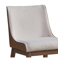 Jason White Boucle, Brown Velvet & Walnut Finish Side Chair (Set of 2)