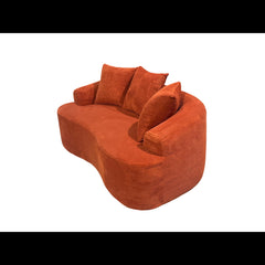 65.35" Curved Loveseat Sofa with Pocket Spring Cushions for Soft Seating, Small Space Couch with 3 Throw Pillows, No Assembly Needed, Red Orange