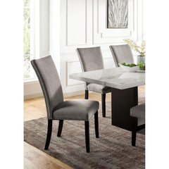 Light Gray Flannelette Contemporary 2pc Dining Side Chairs Nalihead Trim Black Solid wood Legs Dining Room Chairs