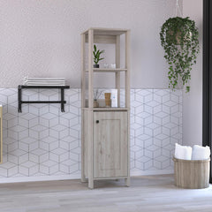 Hector Clair Linen Cabinet, Two Interior Shelves, Two Open Shelves, Single Door