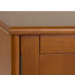 Galaxy 60 inch Wide Solid Wood Mid Century Low TV Stand in Teak Brown For TVs up to 65 inches