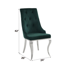 Showcase Green Fabric & Stainless Steel Side Chair (Set of 2)